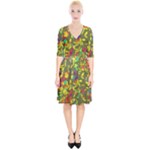 Colorful brush strokes painting on a green background                                                        Wrap Up Cocktail Dress