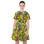 Colorful brush strokes painting on a green background                                                      Sailor Dress