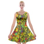 Colorful brush strokes painting on a green background                                                    Velvet Skater Dress