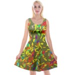 Colorful brush strokes painting on a green background                                                         Reversible Velvet Sleeveless Dress