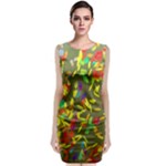 Colorful brush strokes painting on a green background                                                    Sleeveless Velvet Midi Dress