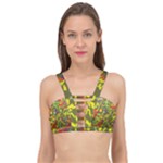 Colorful brush strokes painting on a green background                                                  Cage Up Bikini Top