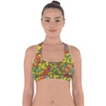 Colorful brush strokes painting on a green background                                                   Cross Back Hipster Bikini Top