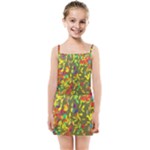 Colorful brush strokes painting on a green background                                                   Kids Summer Sun Dress