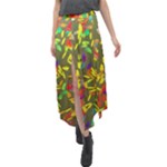 Colorful brush strokes painting on a green background                                                        Velour Split Maxi Skirt