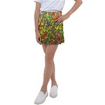 Colorful brush strokes painting on a green background                                                       Kids  Tennis Skirt