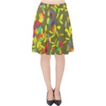 Colorful brush strokes painting on a green background                                                   Velvet High Waist Skirt