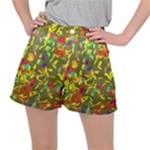 Colorful brush strokes painting on a green background                                                   Stretch Ripstop Shorts