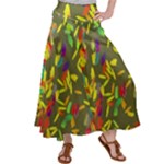 Colorful brush strokes painting on a green background                                                   Satin Palazzo Pants