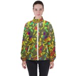 Colorful brush strokes painting on a green background                                                    High Neck Windbreaker (Women)