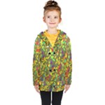 Colorful brush strokes painting on a green background                                                    Kids  Double Breasted Button Coat