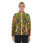 Colorful brush strokes painting on a green background                                                    Winter Jacket