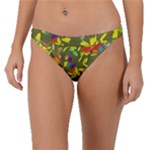 Colorful brush strokes painting on a green background                                                   Band Bikini Bottom