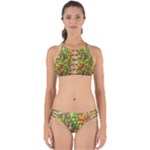 Colorful brush strokes painting on a green background                                                   Perfectly Cut Out Bikini Set