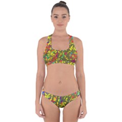 Colorful brush strokes painting on a green background                                                   Cross Back Hipster Bikini Set from ArtsNow.com