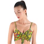 Colorful brush strokes painting on a green background                                                   Woven Tie Front Bralet