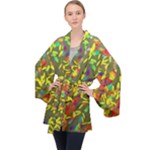 Colorful brush strokes painting on a green background                                                    Velvet Kimono Robe