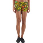 Colorful brush strokes painting on a green background                                                  Yoga Shorts