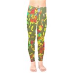 Colorful brush strokes painting on a green background                                                 Kids  Leggings