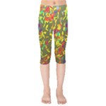 Colorful brush strokes painting on a green background                                                   Kids  Capri Leggings