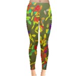 Colorful brush strokes painting on a green background                                                    Leggings