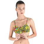 Colorful brush strokes painting on a green background                                                  Tie Up Cut Bikini Top