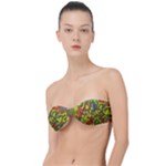 Colorful brush strokes painting on a green background                                                  Classic Bandeau Bikini Top