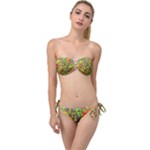 Colorful brush strokes painting on a green background                                                 Twist Bandeau Bikini Set