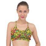 Colorful brush strokes painting on a green background                                                  Basic Training Sports Bra