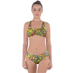 Colorful brush strokes painting on a green background                                                     Criss Cross Bikini Set