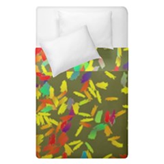 Colorful brush strokes painting on a green background                                                     Duvet Cover (Single Size) from ArtsNow.com