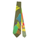 Colorful brush strokes painting on a green background                                                    Necktie