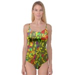 Colorful brush strokes painting on a green background                                                    Camisole Leotard