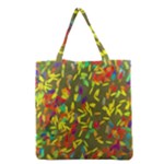 Colorful brush strokes painting on a green background                                                    Grocery Tote Bag