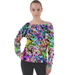 Colorful paint texture                                                  Off Shoulder Long Sleeve Velour Top