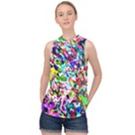 Colorful paint texture                                                     High Neck Satin Top