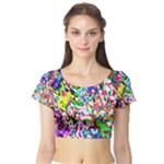 Colorful paint texture                                                    Short Sleeve Crop Top