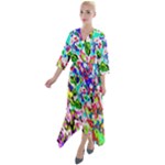 Colorful paint texture                                  Quarter Sleeve Wrap Front Maxi Dress