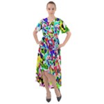 Colorful paint texture                                                      Front Wrap High Low Dress