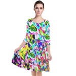 Colorful paint texture                                                      Quarter Sleeve Waist Band Dress