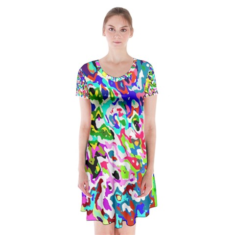 Colorful paint texture                                                        Short Sleeve V