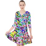 Colorful paint texture                                                      Quarter Sleeve Front Wrap Dress