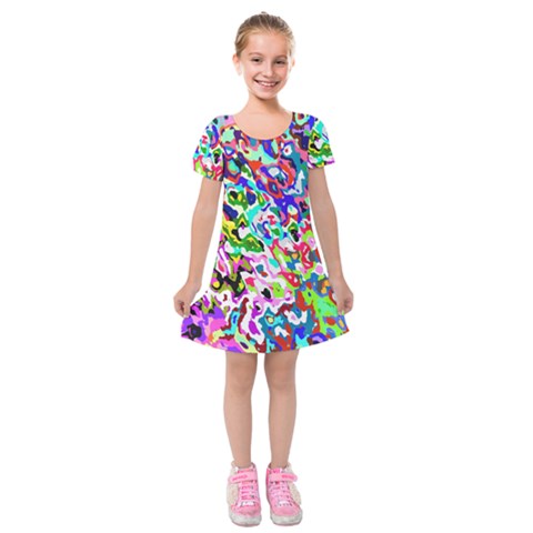 Colorful paint texture                                                        Kids  Short Sleeve Velvet Dress from ArtsNow.com