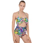 Colorful paint texture                                                   Scallop Top Cut Out Swimsuit