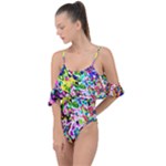 Colorful paint texture                                                    Drape Piece Swimsuit