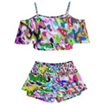 Colorful paint texture                                                 Kids  Off Shoulder Skirt Bikini