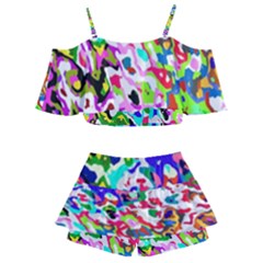 Kids  Off Shoulder Skirt Bikini 