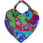 Colorful distorted shapes on a grey background                                                     Giant Heart Shaped Tote