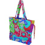 Colorful distorted shapes on a grey background                                                   Drawstring Tote Bag