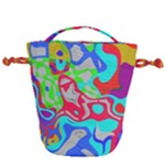 Colorful distorted shapes on a grey background                                                     Drawstring Bucket Bag